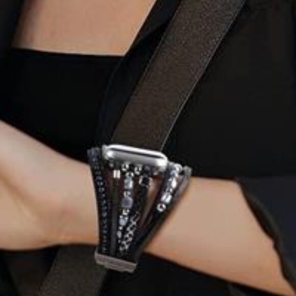 NEW Black/Silver Luxury Layered Apple Watch Band
